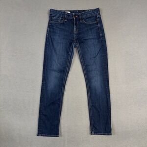 Gap 1969 Jeans Womens 26 (Fits 30) Short Blue Real Straight Distressed Denim